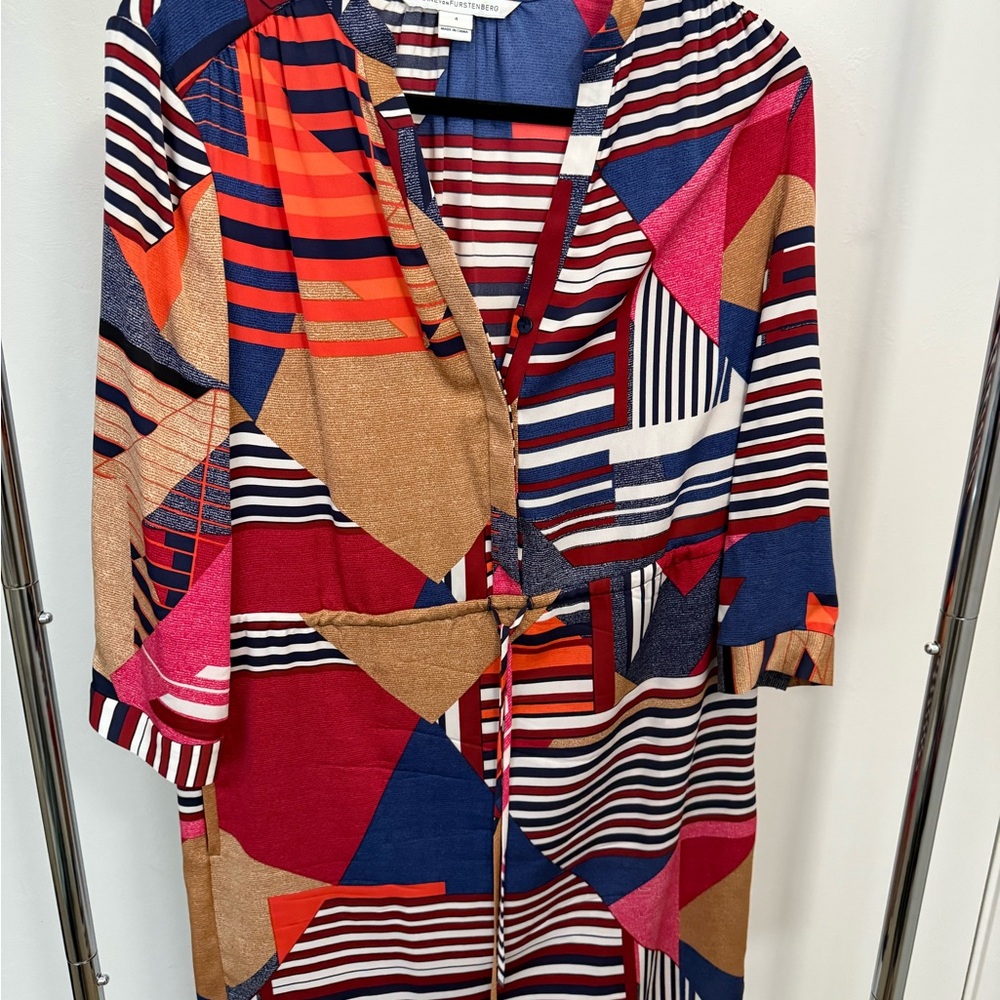 Diane Von Furstenberg Striped Red and Blue Dress